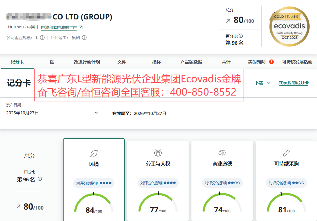  深圳新能源光伏行业EcoVadis